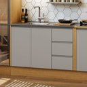 Ver imagem 1 de Balcão 120cm 2PTS 3GAV c/ Rodapé s/Tpo Áurea Cinamomo/Fendi