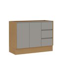Ver imagem 2 de Balcão 120cm 2PTS 3GAV c/ Rodapé s/Tpo Áurea Cinamomo/Fendi