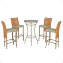 Ver imagem 1 de Mesa Bistrô e 4 Banquetas Roma Fendi Corda Estofado 7 Trama Terra Cota