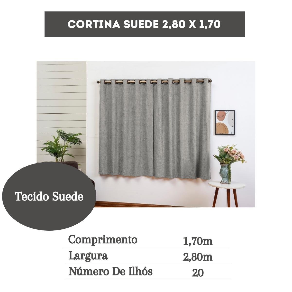 Cortina Janela Semi Blecaute Tecido Suede 2,80 x 1,70 Avelã - 2