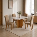 Ver imagem 1 de Conjunto Sala de Jantar Mesa Moscou Tp Vidro Canto Copo com 4 Cadeiras Mariana