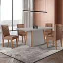 Ver imagem 1 de Mesa de Jantar Diane 120cm Tampo Mdf Vidro com 4 Cadeiras Safira Moderna Mobília