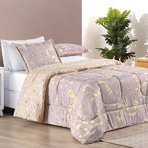Edredom Super King Florença 200 Fios Dupla Face Estampa Exclusiva:lilas