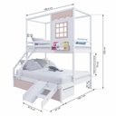 Ver imagem 3 de Beliche Infantil Casinha Reta Casal/ Solteiro 02 Gavetas Rosa Escorregador Madeira Maciça Branco/