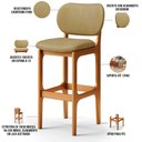 Ver imagem 3 de Kit 05 Banquetas Alta para Cozinha Madeira Fixa Betta L02 Imbuia Couríssimo Fendi - Lyam Decor Banqu
