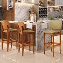 Ver imagem 1 de Kit 05 Banquetas Alta para Cozinha Madeira Fixa Betta L02 Imbuia Couríssimo Fendi - Lyam Decor Banqu