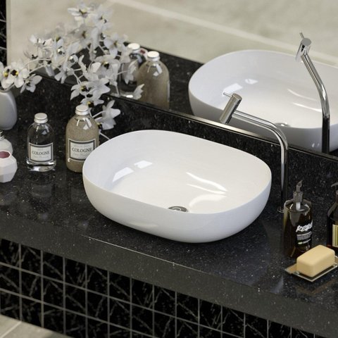 Cuba Sobrepor Banheiro de Cerâmica Verona - Mármore Sintético