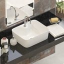 Ver imagem 1 de Cuba Sobrepor Banheiro de Cerâmica Berlim - Mármore Sintético