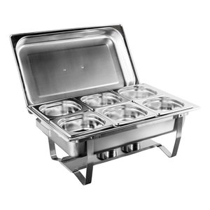 Rechaud Retangular 9l Revomax em Aço Inox com 6 Cubas