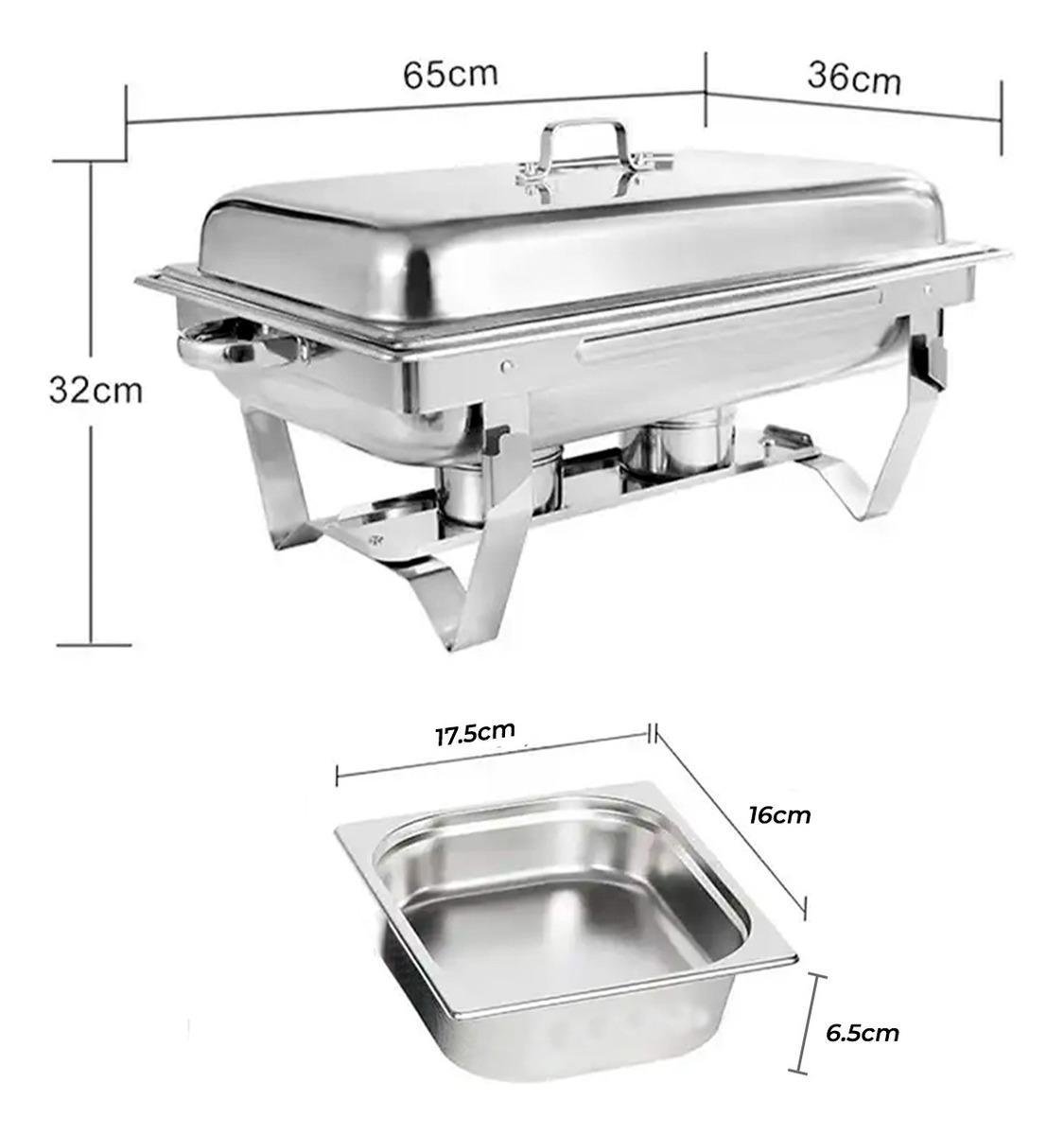 Rechaud Retangular 9l Revomax em Aço Inox com 6 Cubas - 7