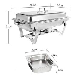 Rechaud Retangular 9l Revomax em Aço Inox com 6 Cubas - 7