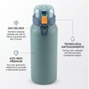 Ver imagem 2 de Garrafa Térmica Inox 800ml com Tampa e Trava Verde