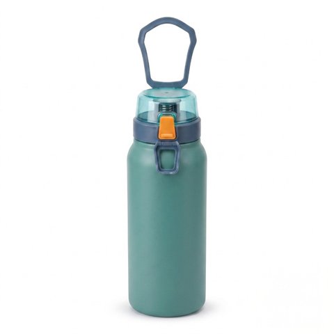 Garrafa Térmica Inox 800ml com Tampa e Trava Verde
