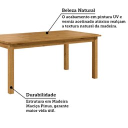 Mesa de Jantar Retangular 8 Lugares em Madeira Maciça 180cm Napoli Espresso Móveis - 4