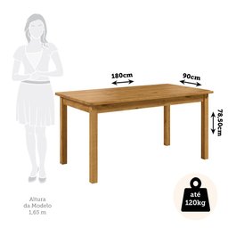 Mesa de Jantar Retangular 8 Lugares em Madeira Maciça 180cm Napoli Espresso Móveis - 3