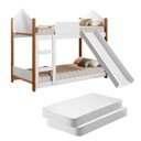 Ver imagem 1 de Beliche Infantil Casinha Alice com Escorregador MDF-MDP Branco Gabrielli Móveis