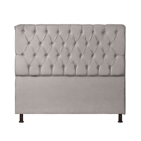 Cabeceira Estofada Box Queen Londres 1,60cm Vamfer Estofados Suede Cinza Claro