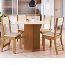 Ver imagem 2 de Mesa Talita com 4 Cadeiras Freijo/off White com Assento em Linho - Indekes