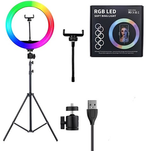 Ring Light de 12 Polegadas Rgb com Tripé Ajustável 1,6m