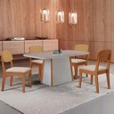 Ver imagem 1 de Mesa Jantar Diane 120cm Tampo MDF Vidro 4 Cadeiras Copper Prem Moderna Veludo Creme Off Naturale