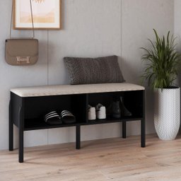 Sapateira Banco Estofada 93cm Pé Madeira Oslo Nero - 2