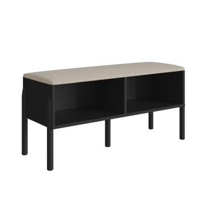 Sapateira Banco Estofada 93cm Pé Madeira Oslo Nero