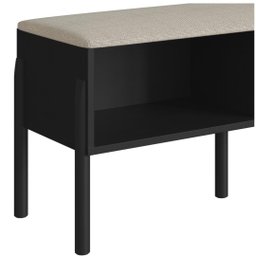 Sapateira Banco Estofada 93cm Pé Madeira Oslo Nero - 5