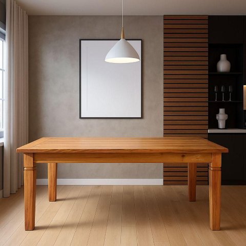Mesa de Jantar Rustica 6 Lugares Retangular MDF 2m Amadeirado Natural