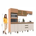 Ver imagem 5 de Cozinha Completa Modulada 5 Peças 10 Portas com Torre Quente e Vidro Reflecta Cecília Marrom/Freijó/Off White