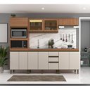 Ver imagem 1 de Cozinha Completa Modulada 5 Peças 10 Portas com Torre Quente e Vidro Reflecta Cecília Marrom/Freijó/Off White