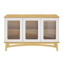 Ver imagem 3 de Balcão Buffet com 3 Portas de Vidro Canelado e 1 Gaveta Interna - Garapa com Portas Branco Laca