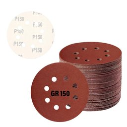 Kit 50 Discos de Lixa Velcro 125mm 4.1/2” Grão 150 - 1