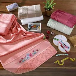 TOALHA BANHÃO FELPUDO JACQUARD P/ BORDAR SOFTBELLA 90X150CM:CARMIM - 2