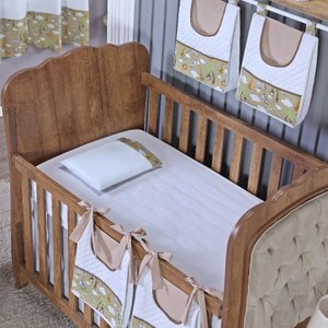 Kit de Berço Lençol + Fronha Percal de Algodão Menino Menina 2 Peças:safari Bege
