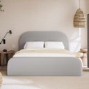 Ver imagem 1 de Cama Estofada Valentina 1.40m Casal Cabeceira Arredondada Estilo Minimalista Tecido Boucle Cinza