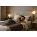 Ver imagem 2 de Cama Estofada Casal Cabeceira Arredondada Estilo Minimalista Tecido Boucle Cinza