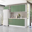 Ver imagem 1 de Armário de Cozinha Completa Garrafeiro 100% Mdf 280cm Branco/verde Celeste Kappesberg