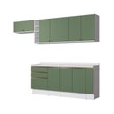 Ver imagem 2 de Armário de Cozinha Completa Garrafeiro 100% Mdf 280cm Branco/verde Celeste Kappesberg