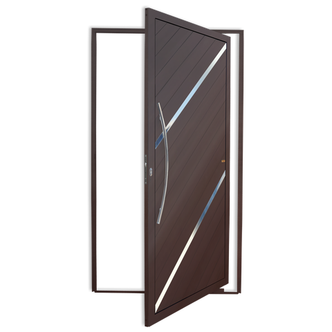Porta Pivotante Alumínio Lambril Duna c/Puxador e.Marrom Corten 100 Brimak