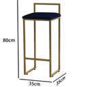 Ver imagem 3 de Kit 2 Banquetas Altas Estofadas Suede Pietra Base Dourada:azul