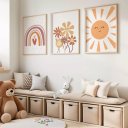 Ver imagem 3 de Kit 3 Quadros Decorativos Infantil | Natureza, Flores - Boho Sun NO2 - 40x60 - Moldura Madeira