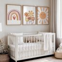 Ver imagem 2 de Kit 3 Quadros Decorativos Infantil | Natureza, Flores - Boho Sun NO2 - 40x60 - Moldura Madeira