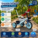 Ver imagem 4 de Triciclo Infantil com Empurrador e Pedal- Azul