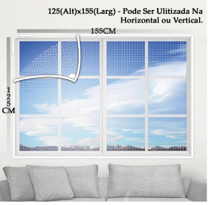 Tela Rede Mosqueteiro com Velcro P/ Janela Grande 125x155cm - 2