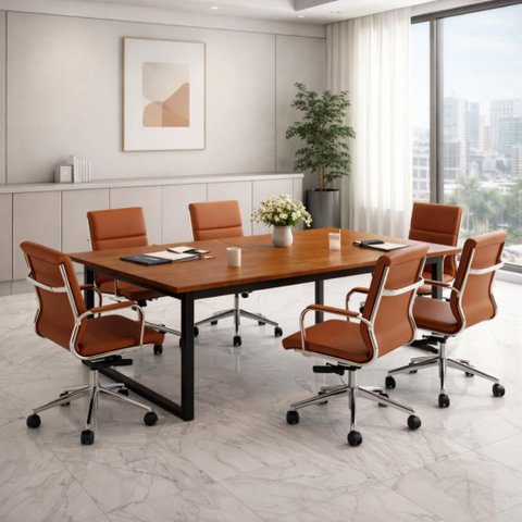 Mesa de Reunião Escritório Escrivaninha Industrial Tampo 190cm Base Ferro