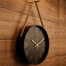 Relógio Parede Decorativo Redondo Preto com Corda Alça 30cm - 3