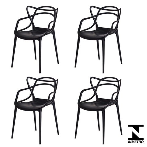 Conjunto 4 Cadeiras Allegra Preto Polipropileno Sala Jantar Cozinha