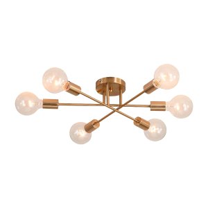 Lustre Sputnik Hashteg 6xe27 Moderno para Sala de Jantar Dourado