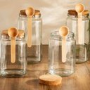 Ver imagem 3 de Pote Redondo Vidro com Tampa Rolha e Colher de Bambu 1 L Lyor 5753