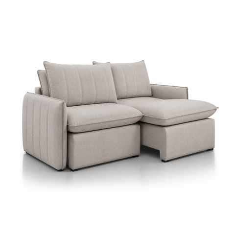 Sofá Retrátil e Reclinável Siena com Molas Ensacadas e Função Cama:Boucle Cru/2.20
